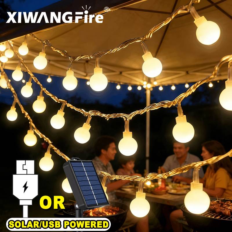 Battery Outdoor Camping - 3-10M 태양광/USB/배터리 스트링 조명, 요정 글로브
