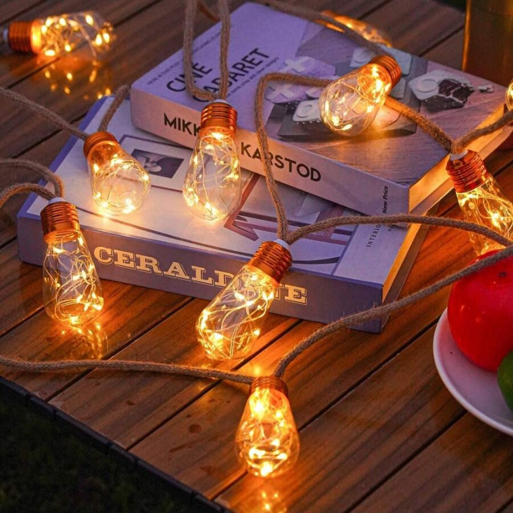 Outdoor Camping Lights String - 1PC10/20LED 야외 대마 로프 파파야 라이트