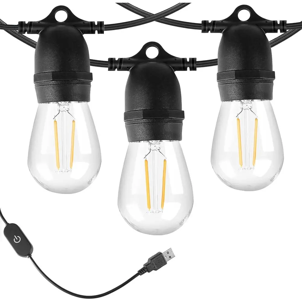 Outdoor Camping Lights String - 24.6피트 USB 전원 스트링 조명, 10개