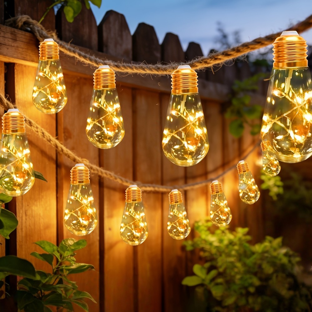 Outdoor Camping Lights String - 10/20LED 야외 태양광 조명줄, 방수 전구