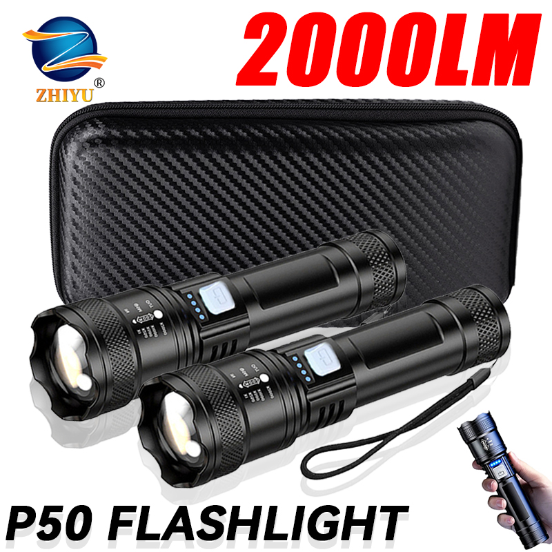 Battery Outdoor Camping - 전술용 LED 손전등 2000LM USB 충전식