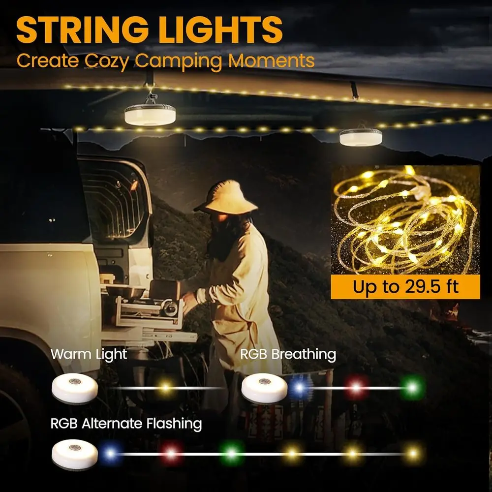 충전식 캠핑 스트링 조명, 텐트, 차양, 야외 캠핑용  - Outdoor Camping Lights String 리뷰 및 가격