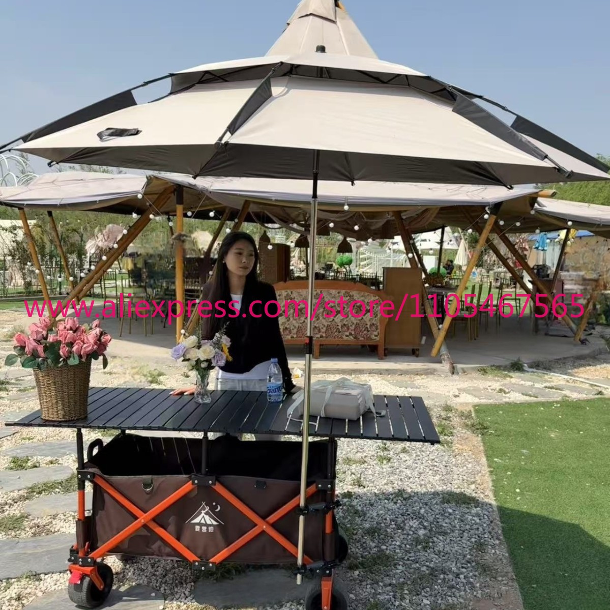 1개 캠핑카용 대형 접이식 트롤리 야외 캠핑용 우산 리 - Outdoor Camping Trolley 리뷰 및 가격