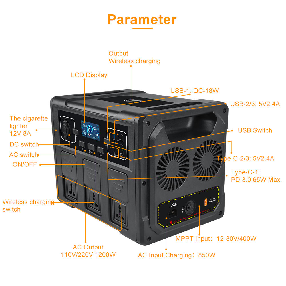 1200W 휴대용 태양광 발전기, LiFePO4 배터리 - Battery Outdoor Camping 리뷰 및 가격