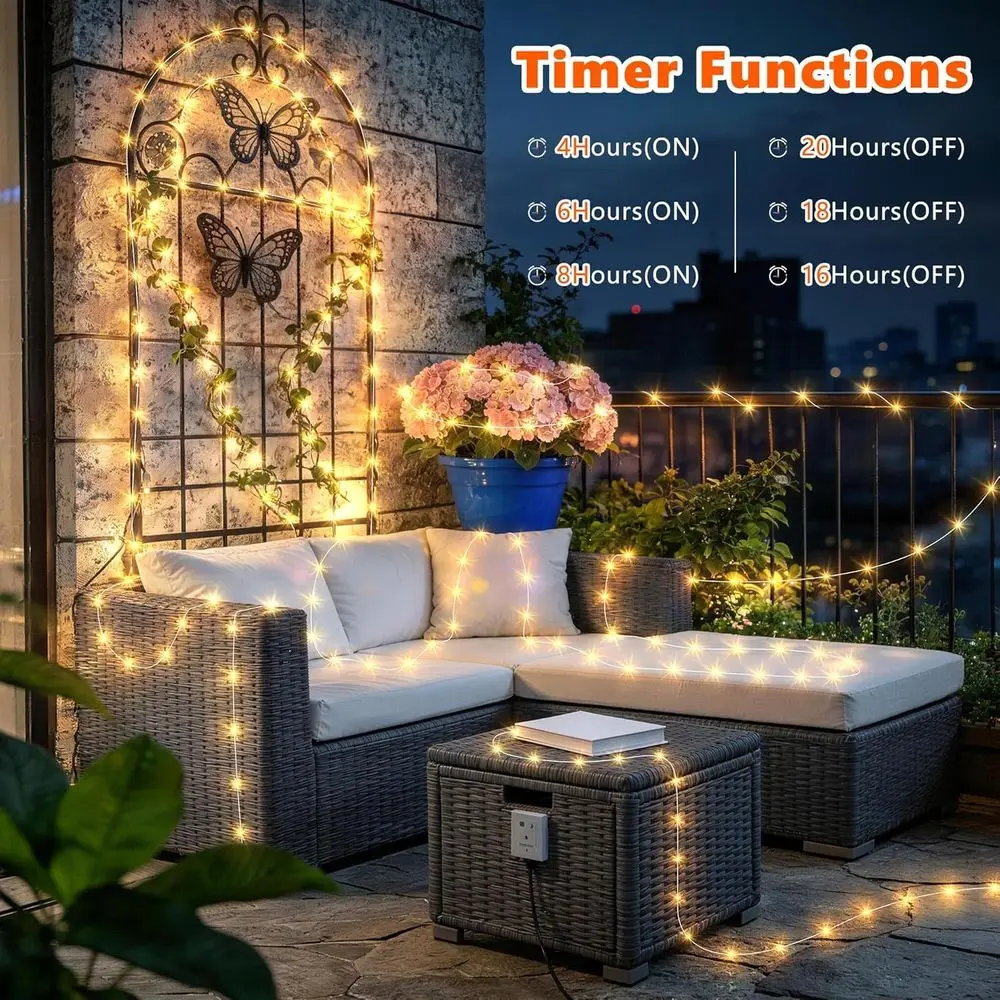 캠핑용 스트링 조명, 66피트 200LED 충전식, 따 - Outdoor Camping Lights String 리뷰 및 가격
