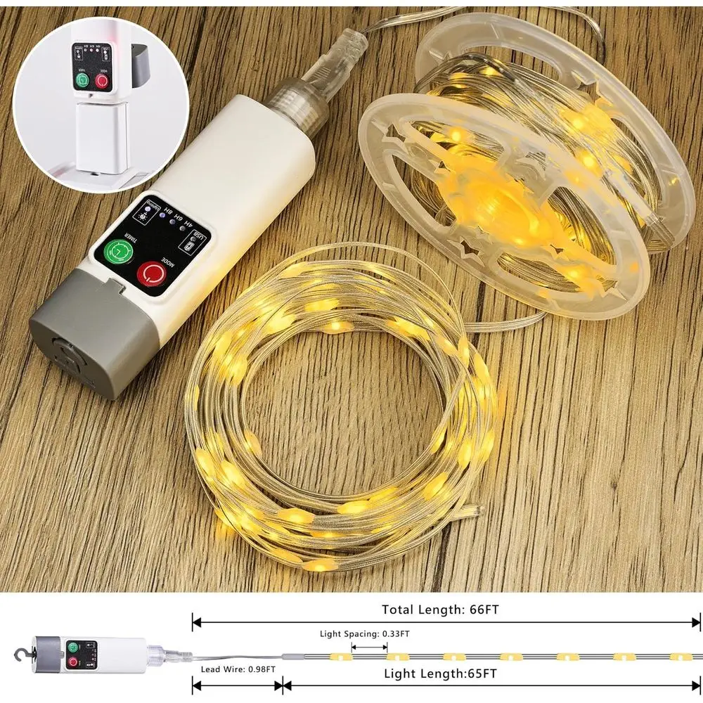 캠핑용 스트링 조명, 66피트 200LED 충전식, 따 - Outdoor Camping Lights String 리뷰 및 가격