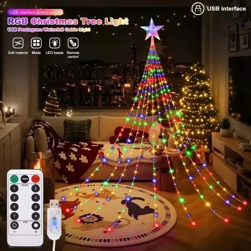 USB 전원 스타 폭포 LED 스트링 조명 2M 200 - Outdoor Camping Lights String 리뷰 및 가격