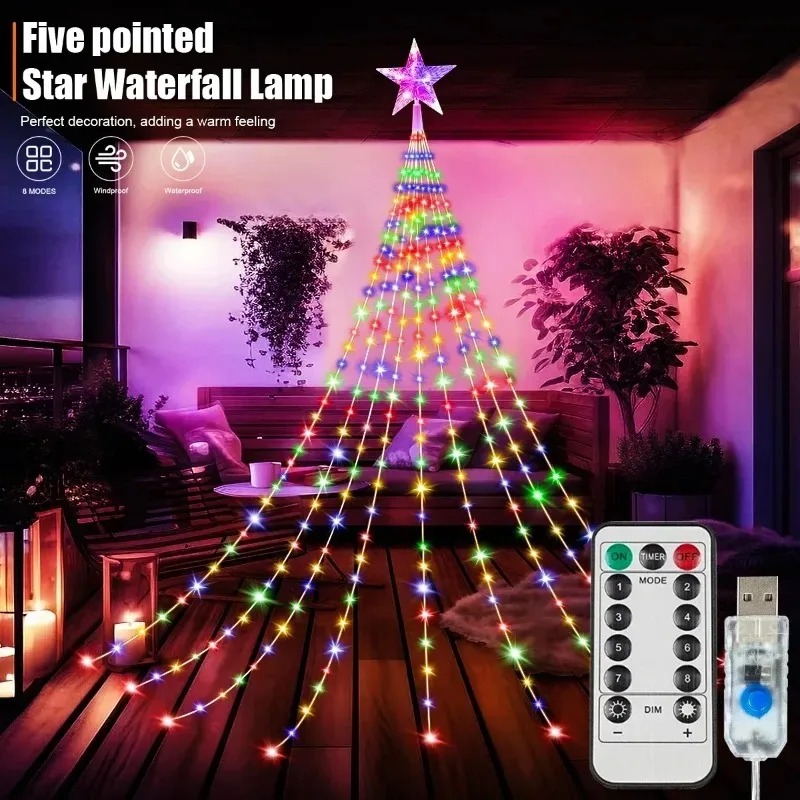 USB 전원 스타 폭포 LED 스트링 조명 2M 200 - Outdoor Camping Lights String 리뷰 및 가격