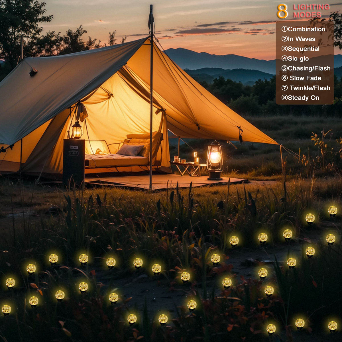 20 LED/30 LED 야외 버블 볼 잔디등 8가지  - Outdoor Camping Lights String 리뷰 및 가격