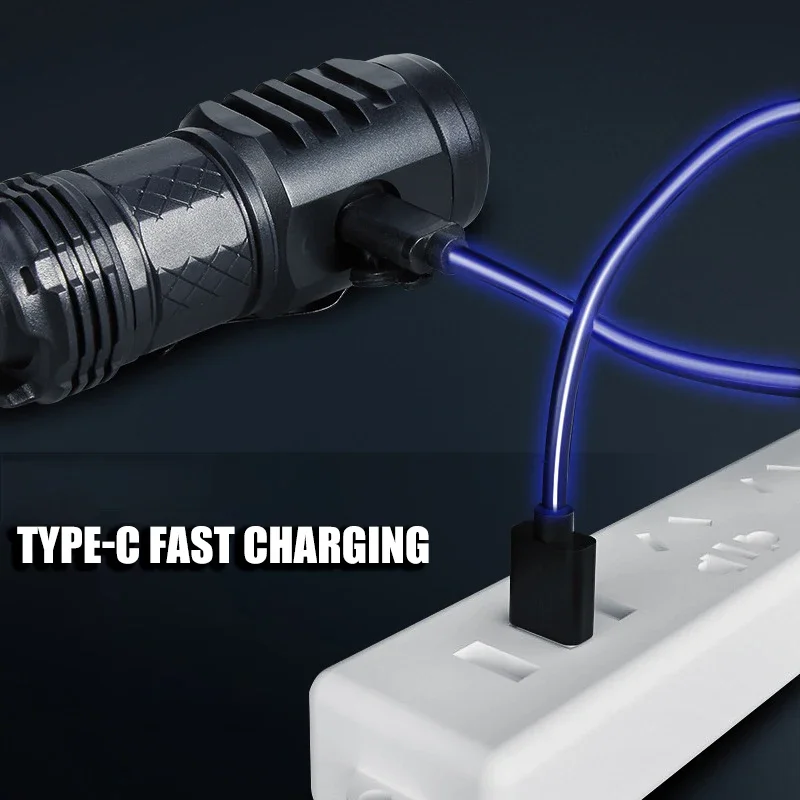 고강도 파워 LED 손전등 내장 배터리 타입-C 충전식 - Battery Outdoor Camping 리뷰 및 가격