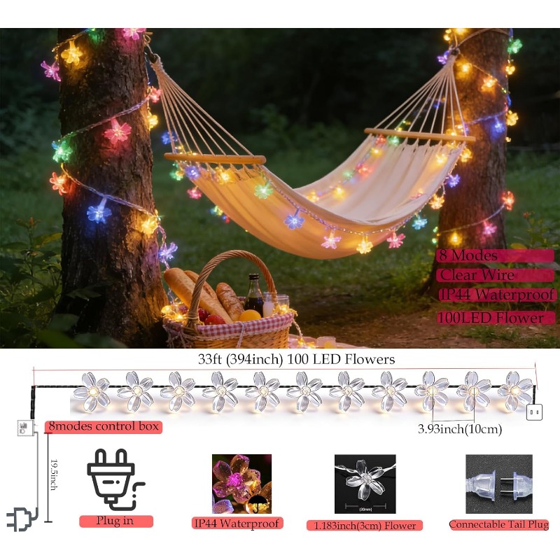 태양광 벚꽃 요정 조명 LED 스트링 조명 - 야외 정 - Outdoor Camping Lights String 리뷰 및 가격